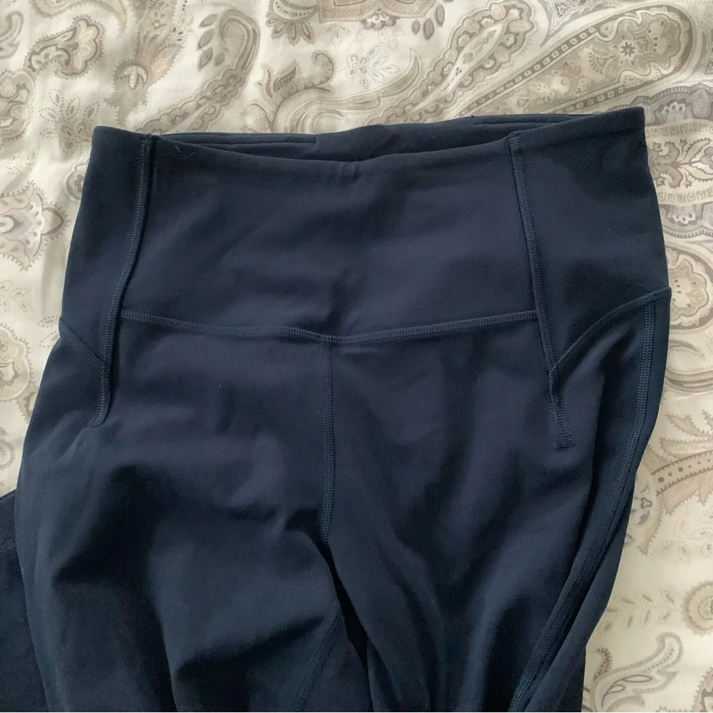 true navy split hem pants size 6 - Image 3