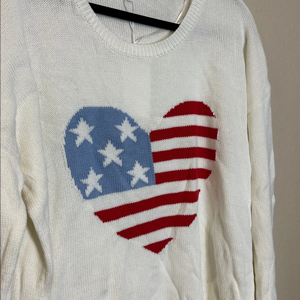 Anniewear Heart Flag‎ sweater Size XL NWT Blue - Image 3