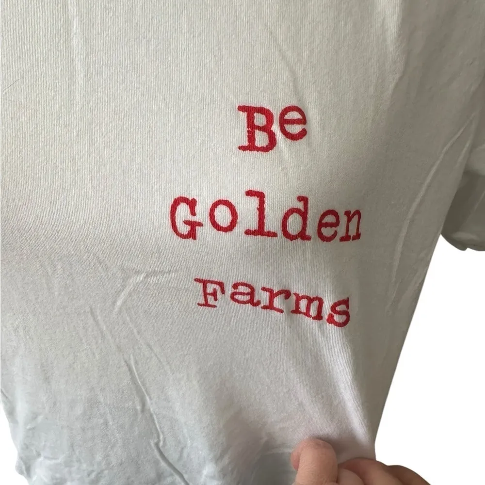 Tultex White Red‎ Graphic Short Sleeve Crewneck “Be Golden Farm” T-Shirt - Image 2