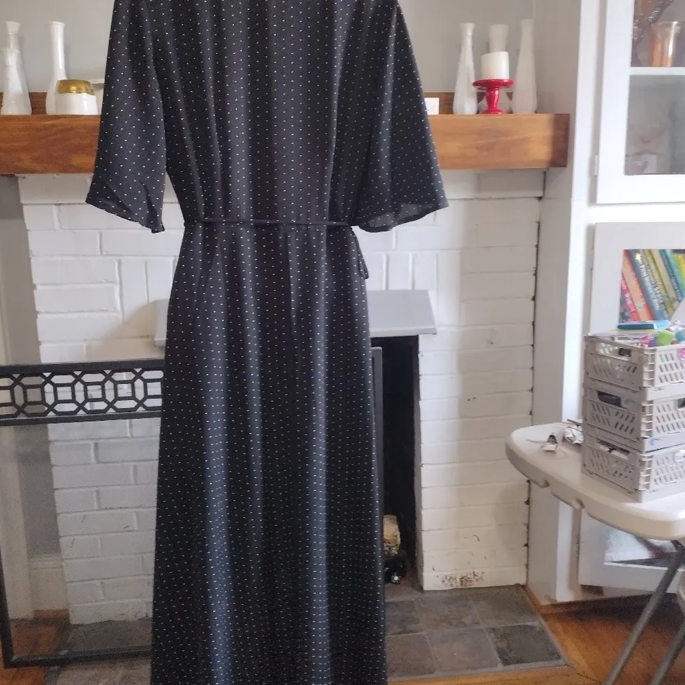 Lulu’s Farah Black Polka Dot Flutter Sleeve Midi Wrap Dress Size M - Image 7