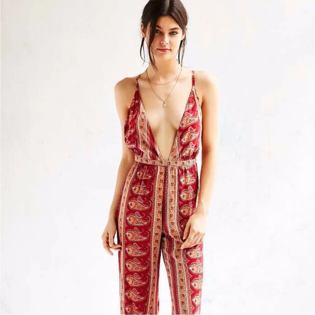 Faithfull The Brand Shutterbabe Jumpsuit in‎ Red size Medium - Image 3