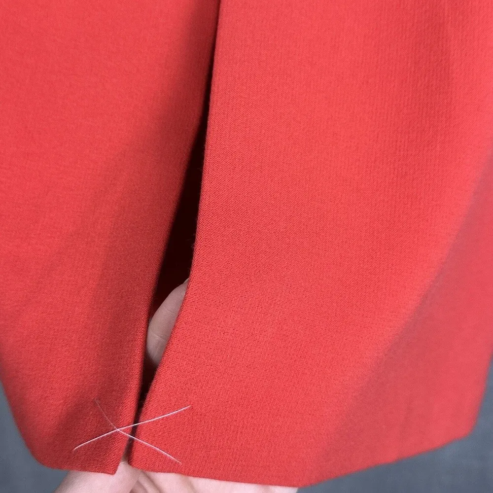 Ann Taylor Red Orange A-line Skirt Front Slit 12 Petite Double Weave New Career - Image 5