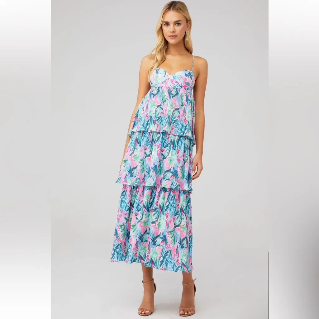 Saylor Mauve Midi Tiered Dress M - Image 2