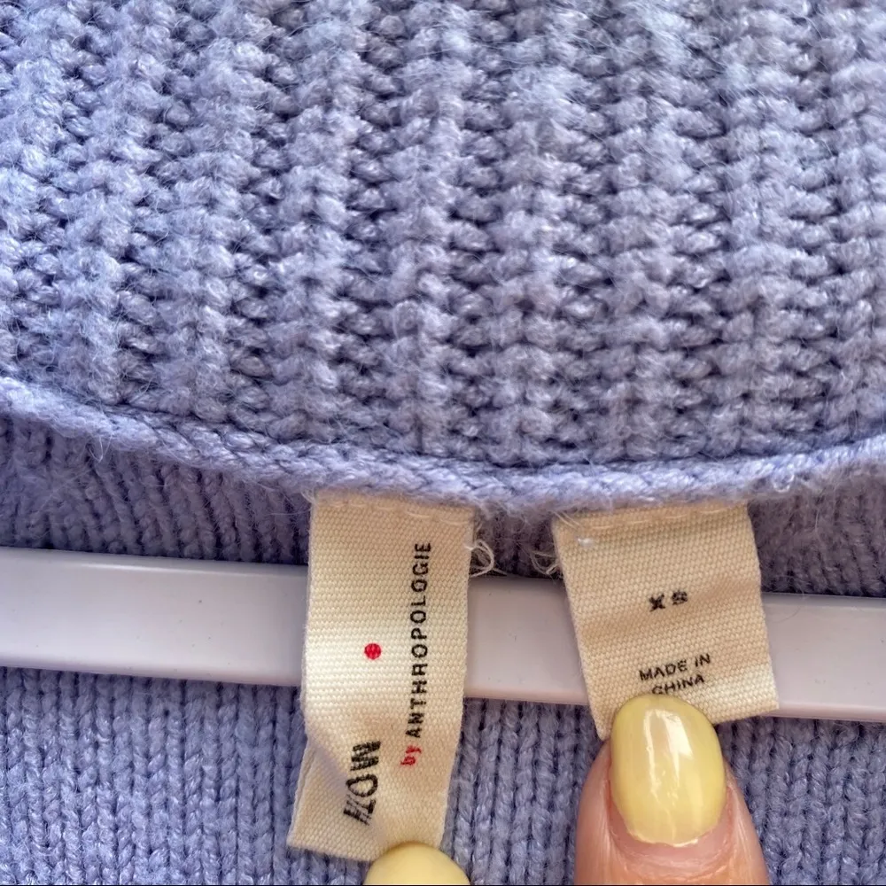 Anthropologie Moth Brenta Cowl Neck Pullover light purple sweater knit - Image 4