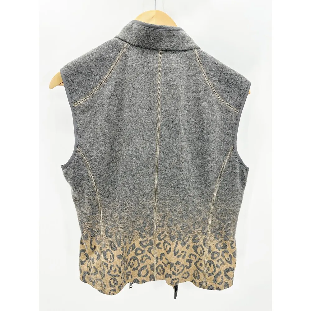 Basler Grey Ombre Animal Print Zip Up Sleeveless Vest Women's Size M - Image 2