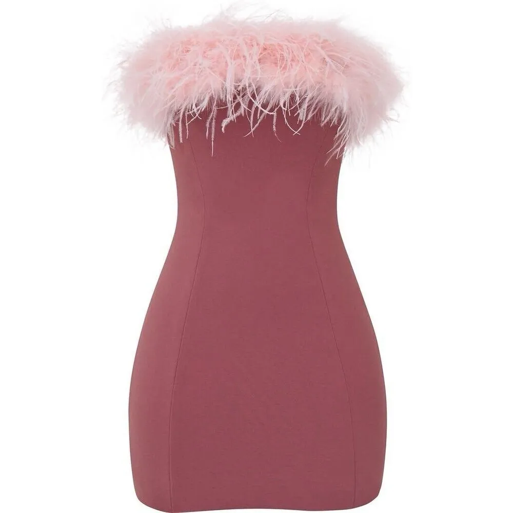 HOUSE OF CB 'Alexa' Warm Pink Mini Dress Size Small New $255 - Image 3