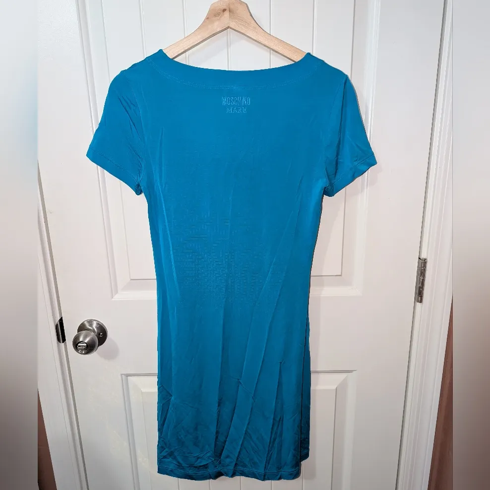 Moschino Mare T-shirt Dress Women's Medium/44 Turquoise Blue - Image 2