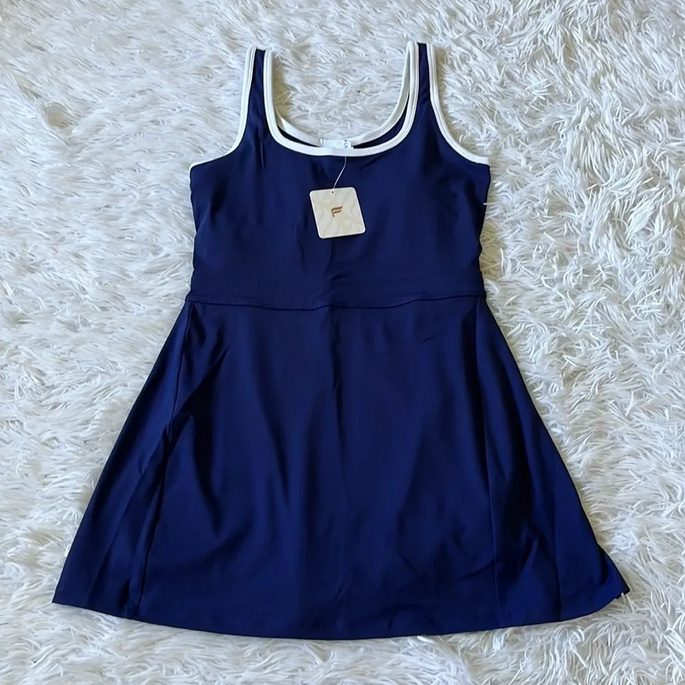 New FABLETICS Women’s Sporty Built-In Short Dress in collegiate navy/white Small - Image 4