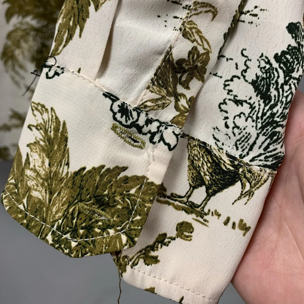 Zara Animal Tropical Print Oversized Half Button Up shirt sz M boho artsy monkey - Image 12