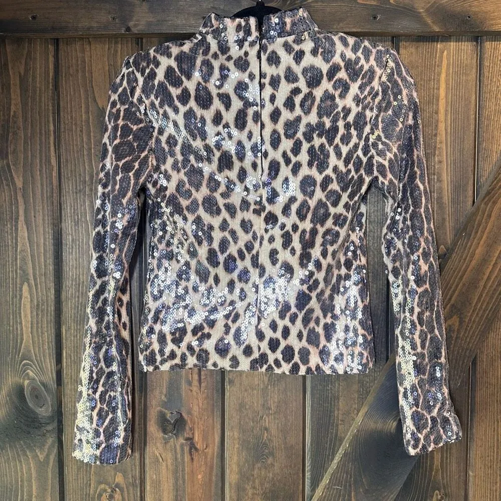 A.L.C. Marshall Sequin Leopard Animal Print Top - Image 5