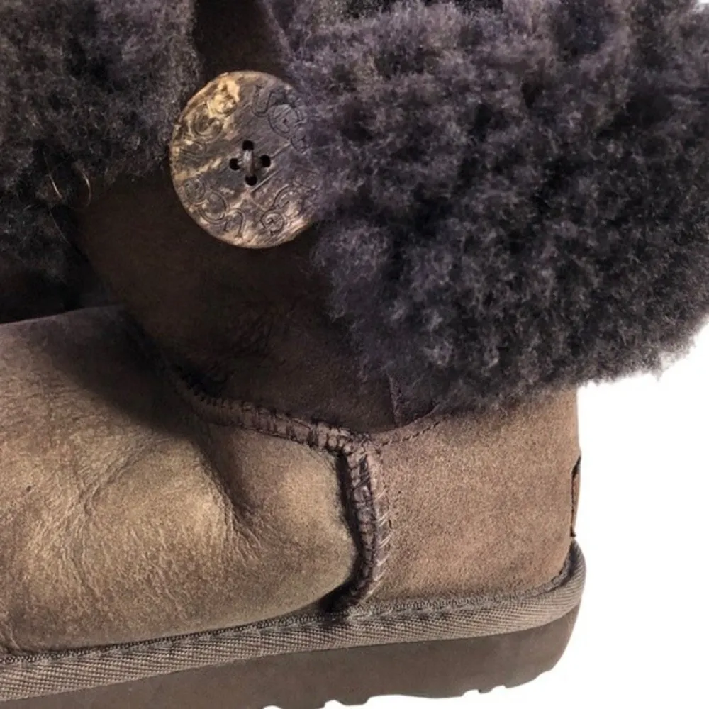 UGG Women’s Brown Bailey Button Genuine Leather Boots - Image 80
