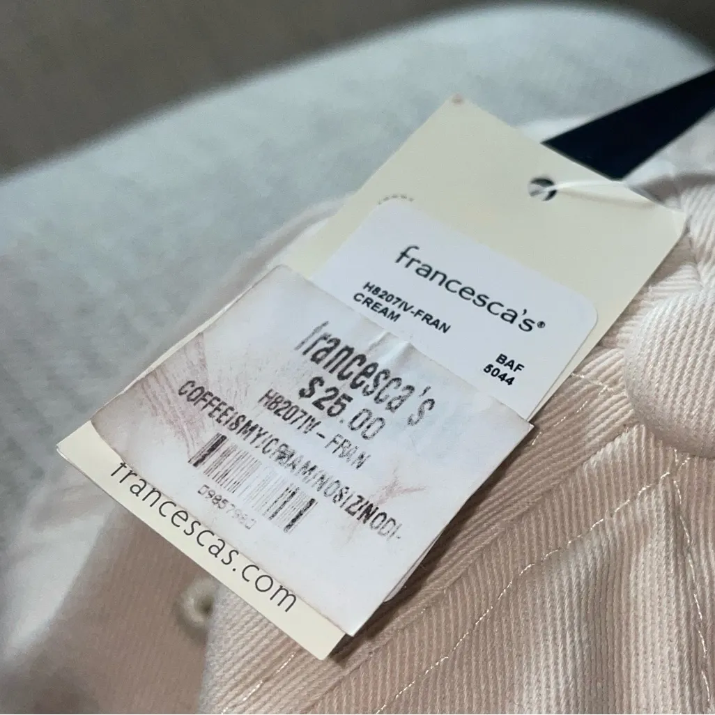 Francesca's Cream Cap with Coffee Embroidery Tan - Image 2