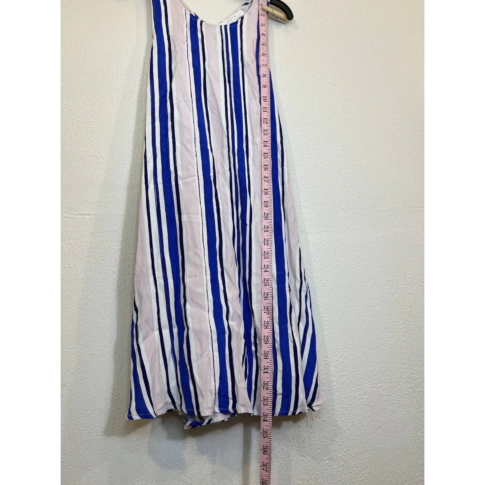 ASTR the Label Dress M Rena Striped Mini Shift Blue Pink Racerback Sleeveless - Image 5