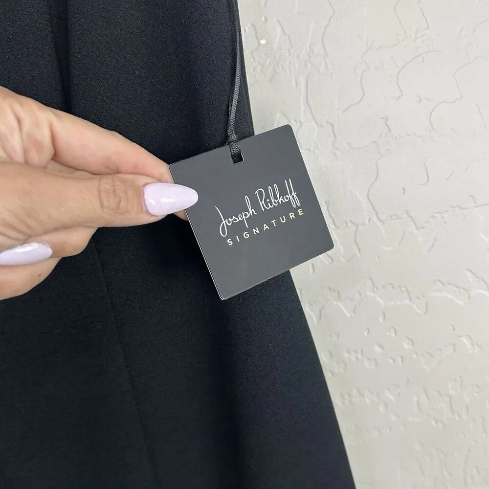 JOSEPH RIBKOFF Scuba Crepe And Mesh Trumpet Dress Size 8 Black Mesh Neckline New - Image 8