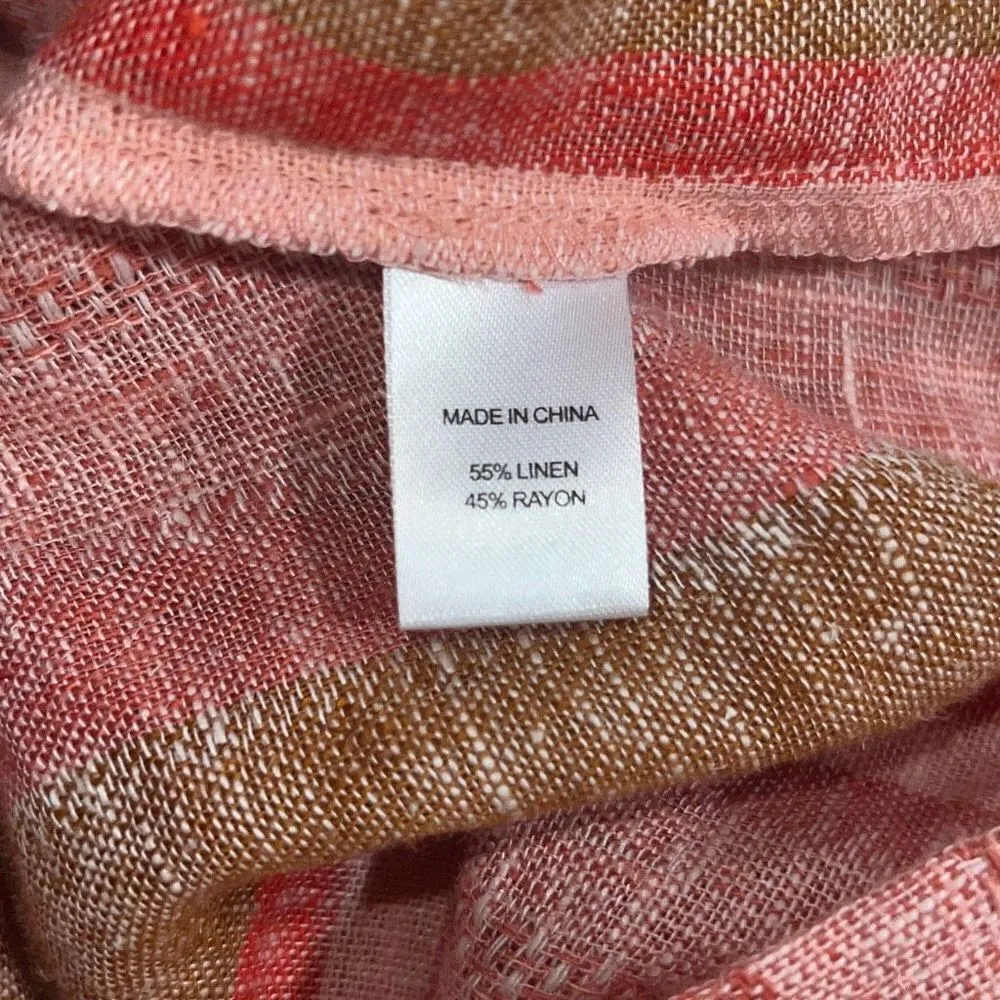 ✨Drew Anthropologie Linen Blend Sleeveless Dress Wrap Orange Striped✨ - Image 7