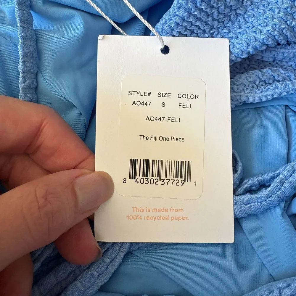 Andie The Fiji One Piece Swimsuit Seersucker‎ Felicia Blue S  NWT - Image 6