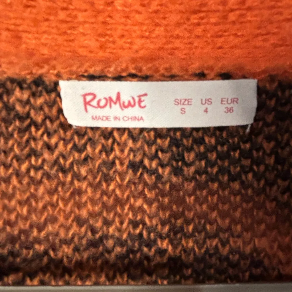 Checkered Hearts Orange and Black Women's Cardigan , Small - Image 4