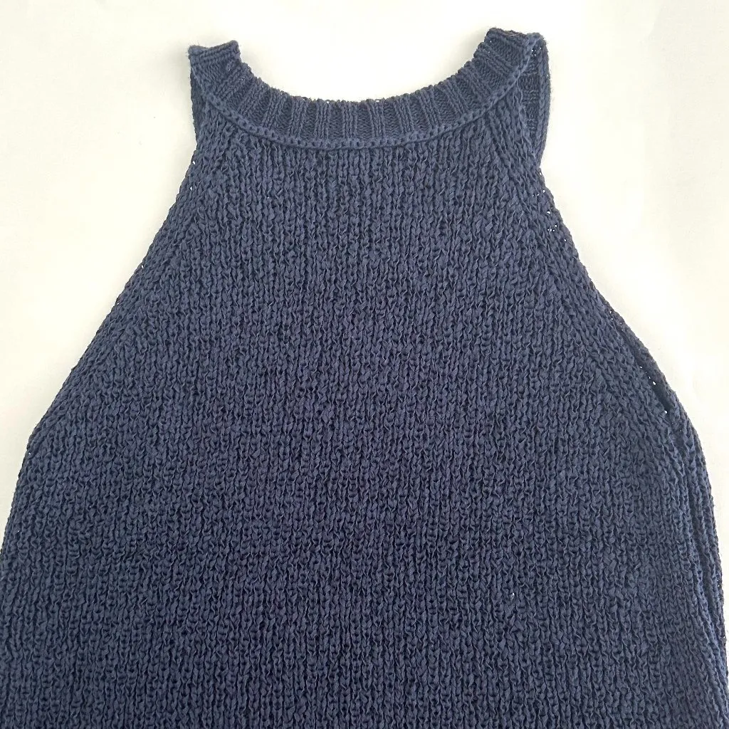 J. Crew Open Knit Sleeveless Sweater in Navy Blue Size S - Image 4