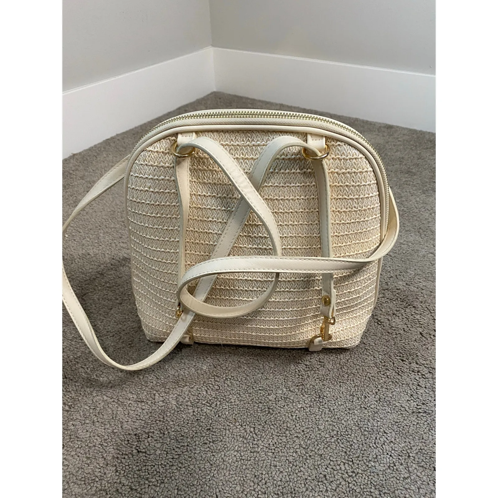 New Miztique Wicker Convertible Shoulder Backpack Brown - Image 4