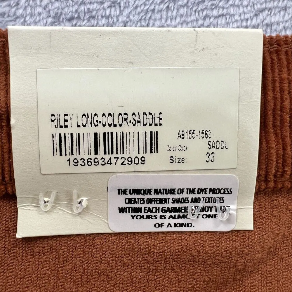 AGOLDE Riley Long High Rise Straight Leg Corduroy Pants Womens 33 Saddle Classic - Image 6