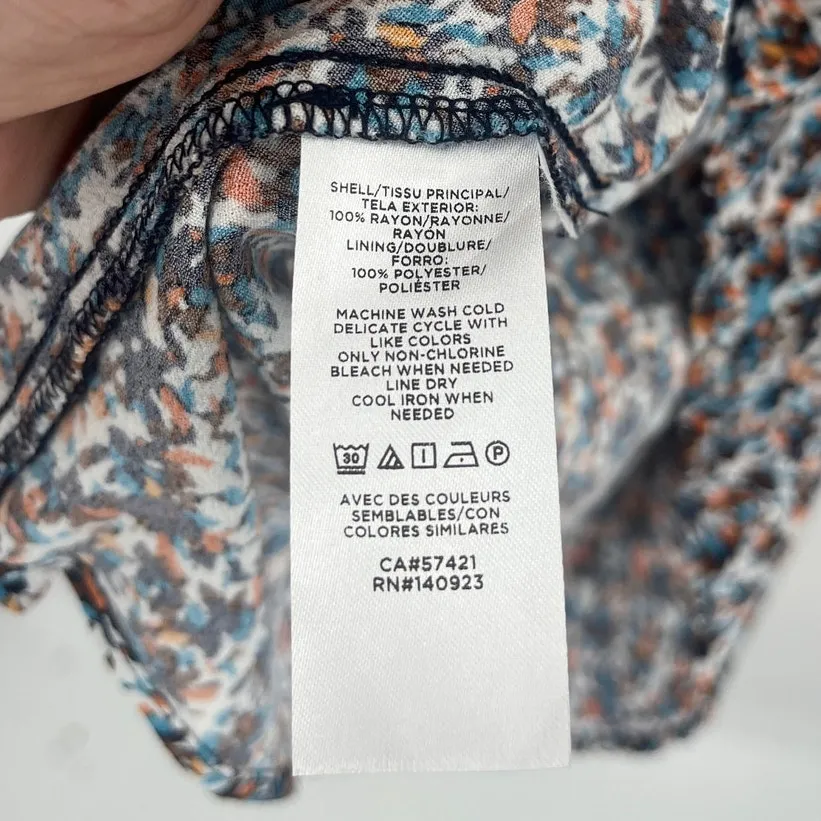 Loft Abstract Floral Midi Dress Sz 4 3/4 Sleeve Preppy Slit Work Cottage Fall - Image 9