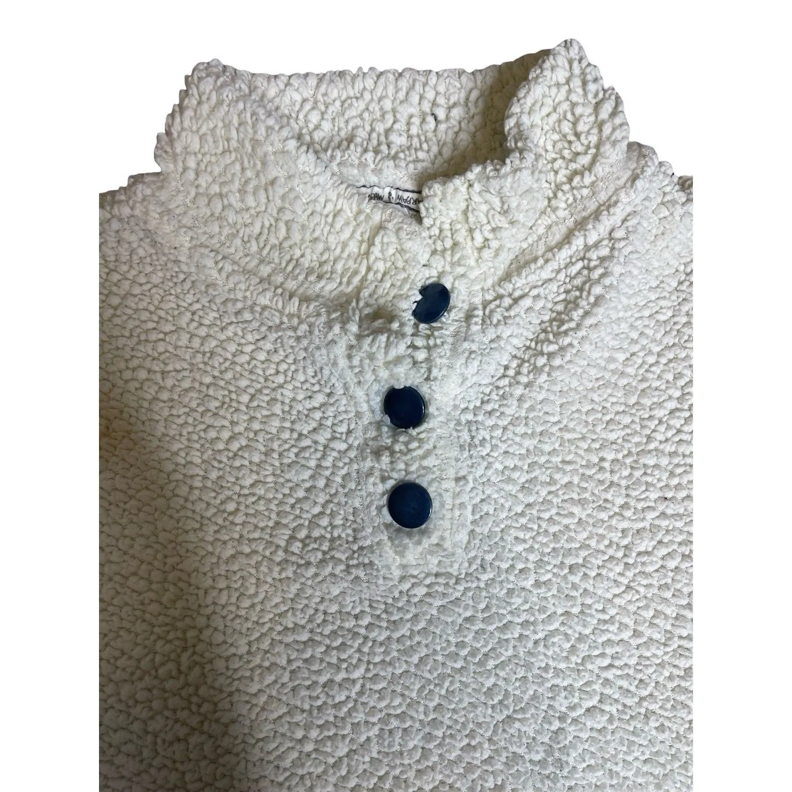 Bearpaw Women's Size XL Cream Shearling 3/4 Button Pullover Sweater Jacket - Image 10