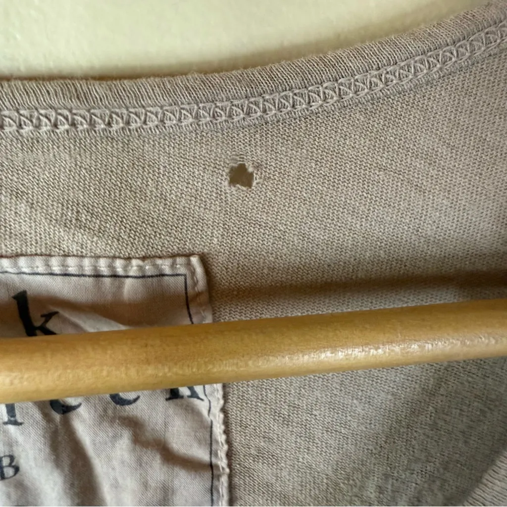 Frank & Eileen High Low Long Sleeve Cotton Dark Beige Size Small Tee FLAW - Image 9