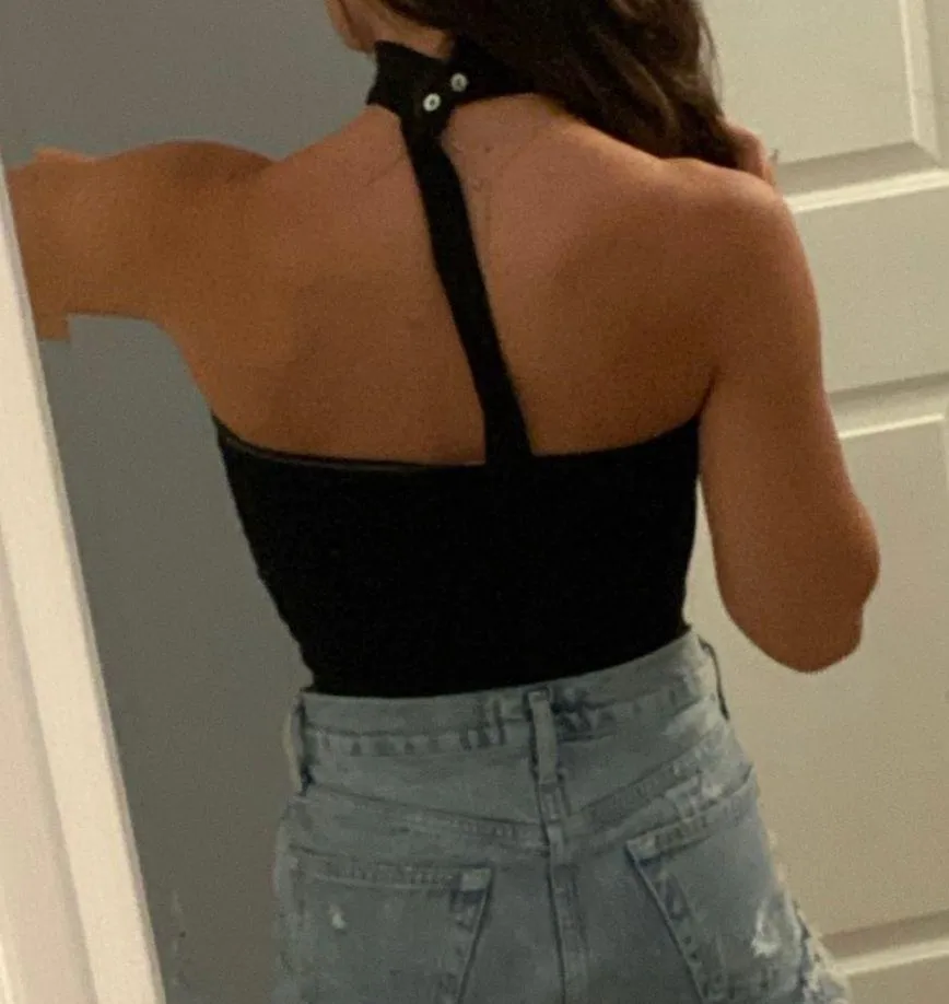 Honey Punch Black Ribbed Tube Top - Crop Top with Choker - Image 3