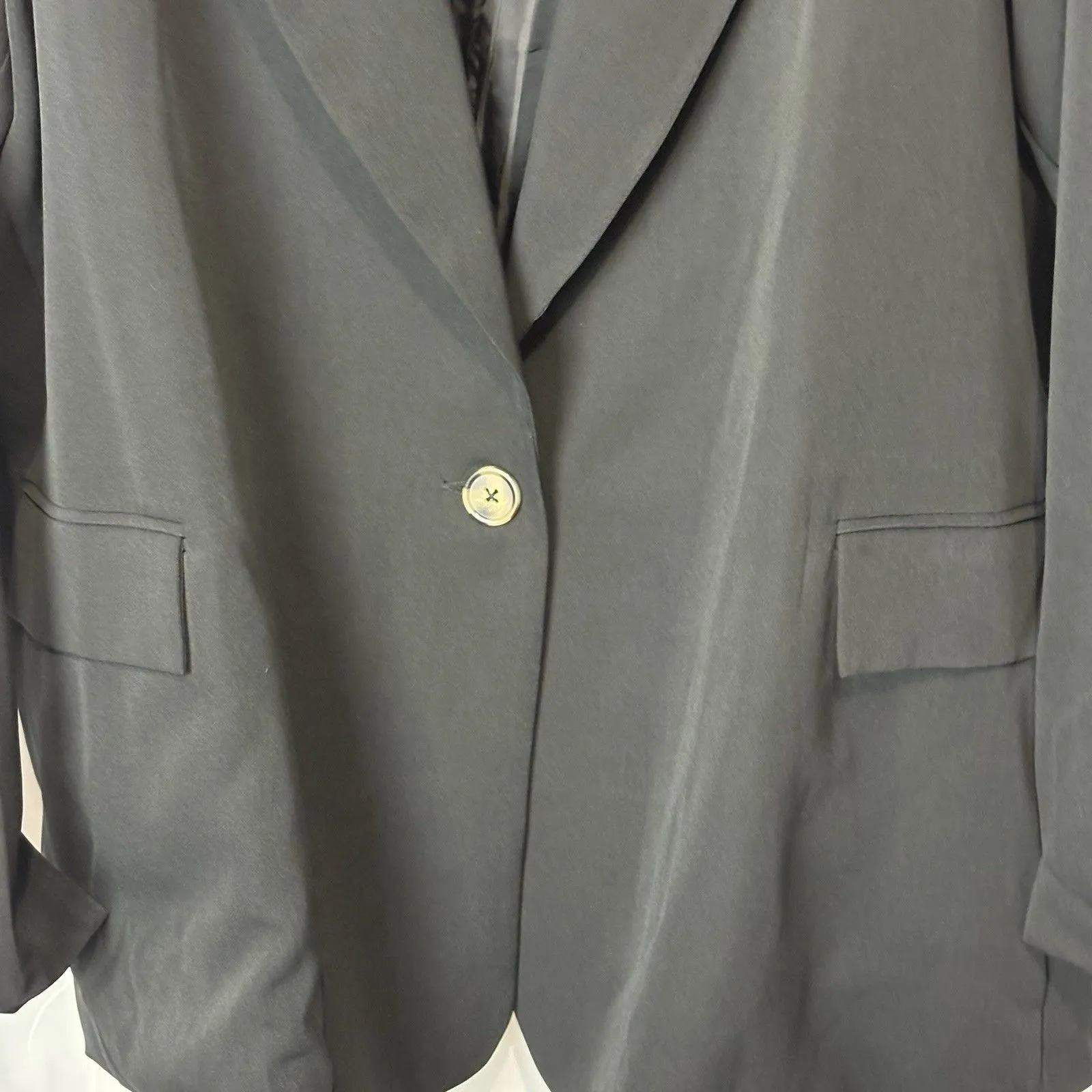 And Now This Blazer Coat Womens Plus Size 3X Oversized Black One Button Work - Image 2