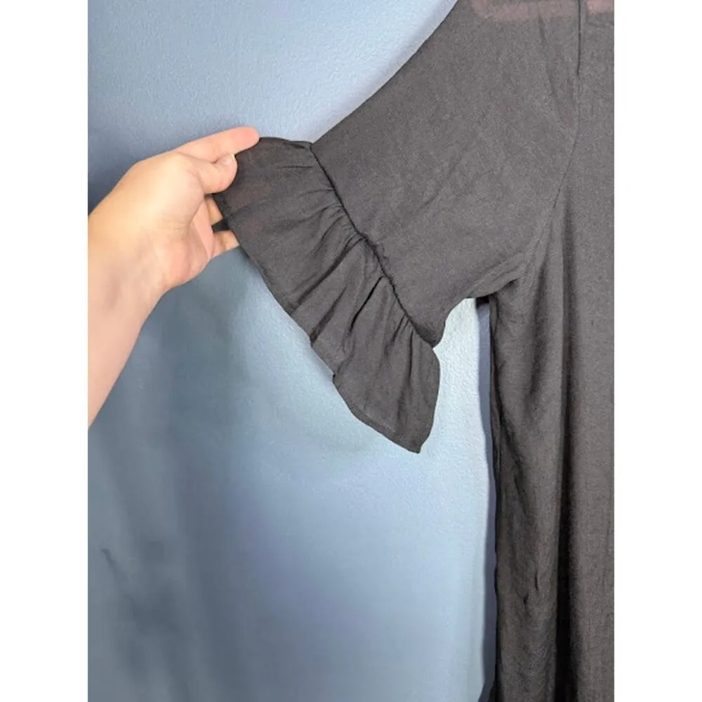 NEW Aimage Swimsuit Cover Up Women's Sz Small Oversized Boho Embroidery Tropical Black - Image 4