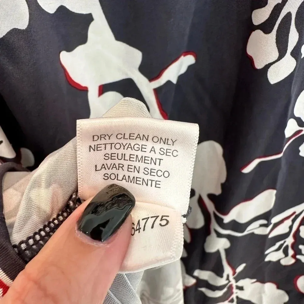 Vintage BCBGMAXAZRIA Y2K Navy Red Bohemian Floral Shift Dress Size M Medium - Image 8