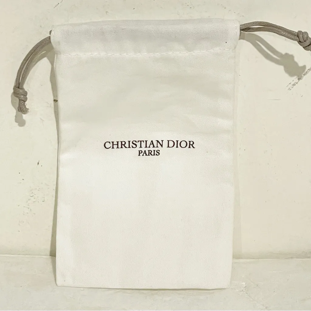 CHRISTIAN DIOR Drawstring Dust Bag Cotton Gift Pouch White‎ Small NEW - Image 2