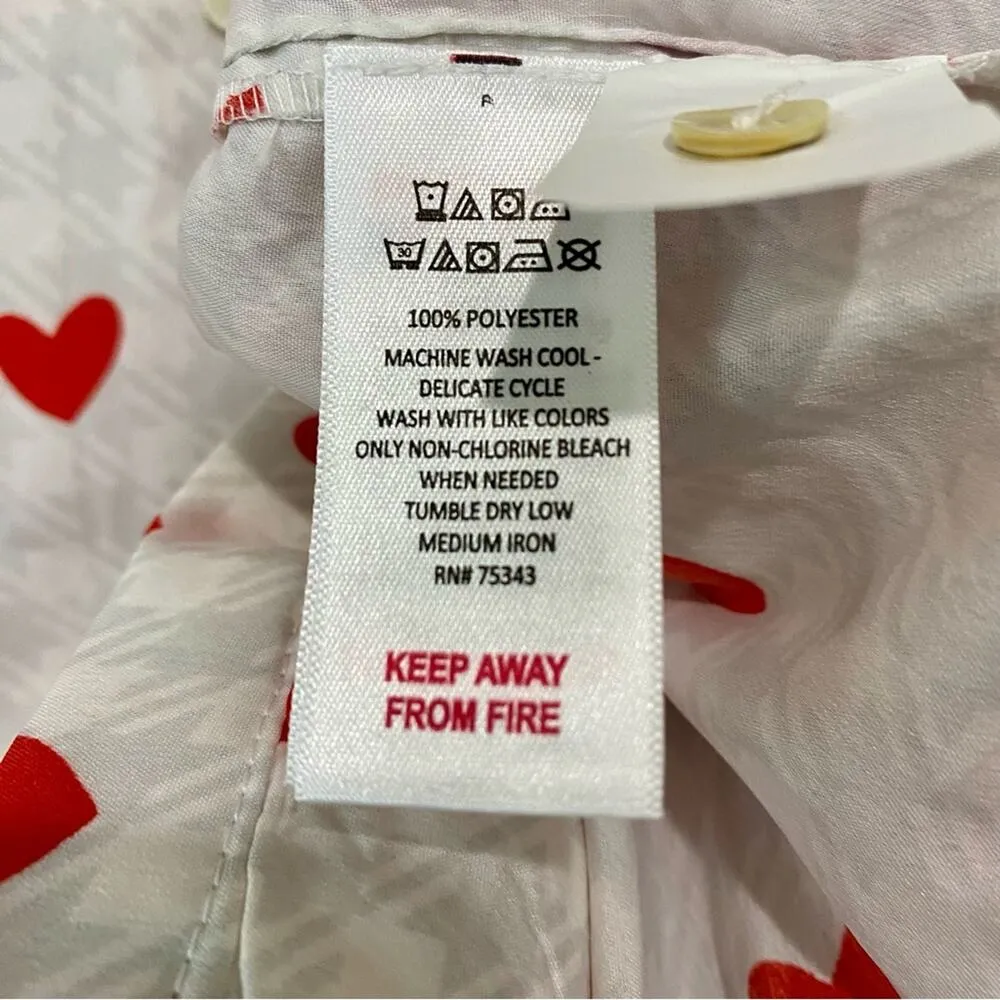 Cupcakes and Cashmere Women’s Heart Short Sleeve Button Up Pajama Top Medium EUC White - Image 5