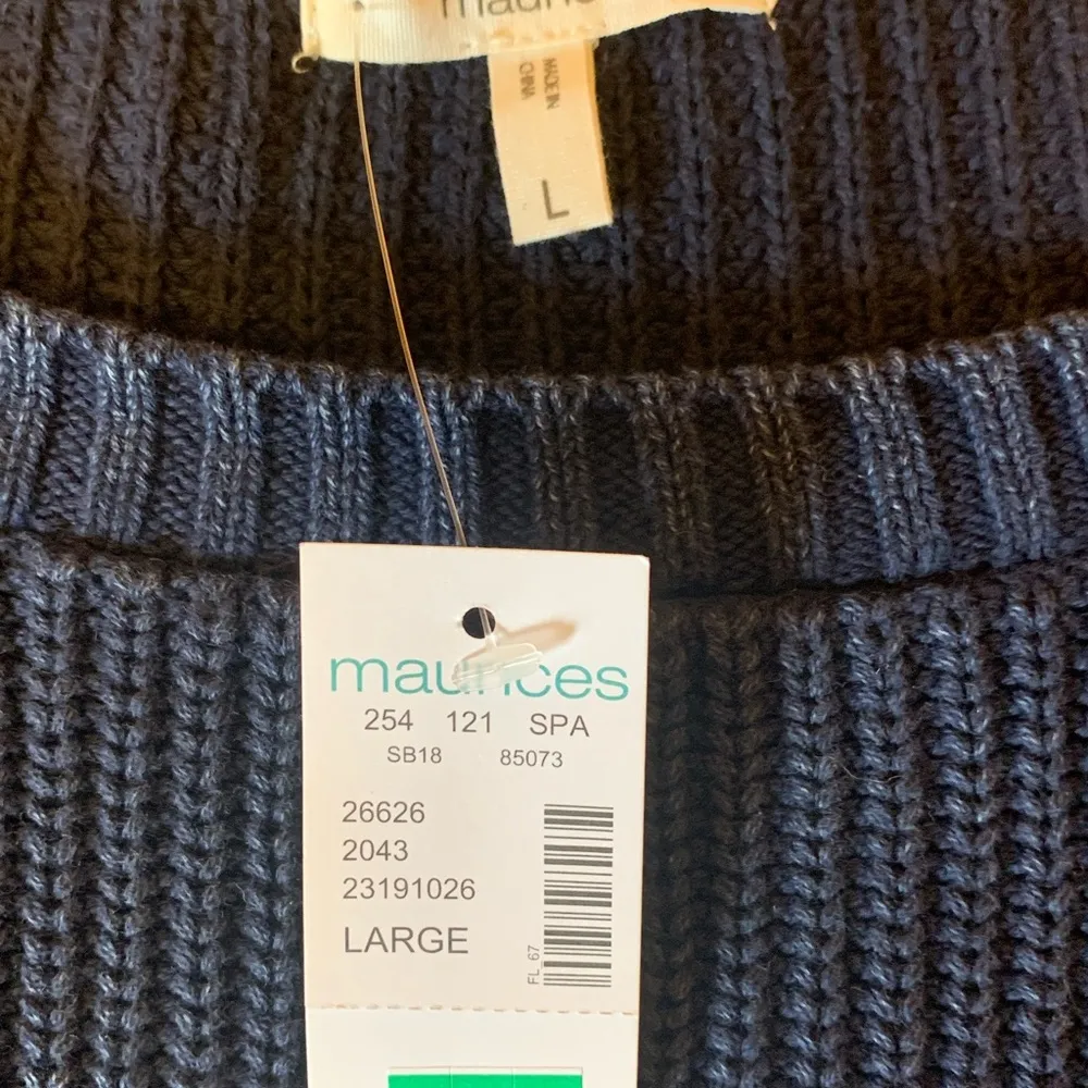 Maurices sweater NWT large navy blue denim look asymmetrical zipper on s… - Image 2