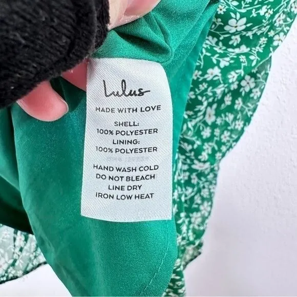 Lulu's Size Medium Mini Dress‎ Walk the Walk Green Floral Print Ruched Bodycon - Image 8