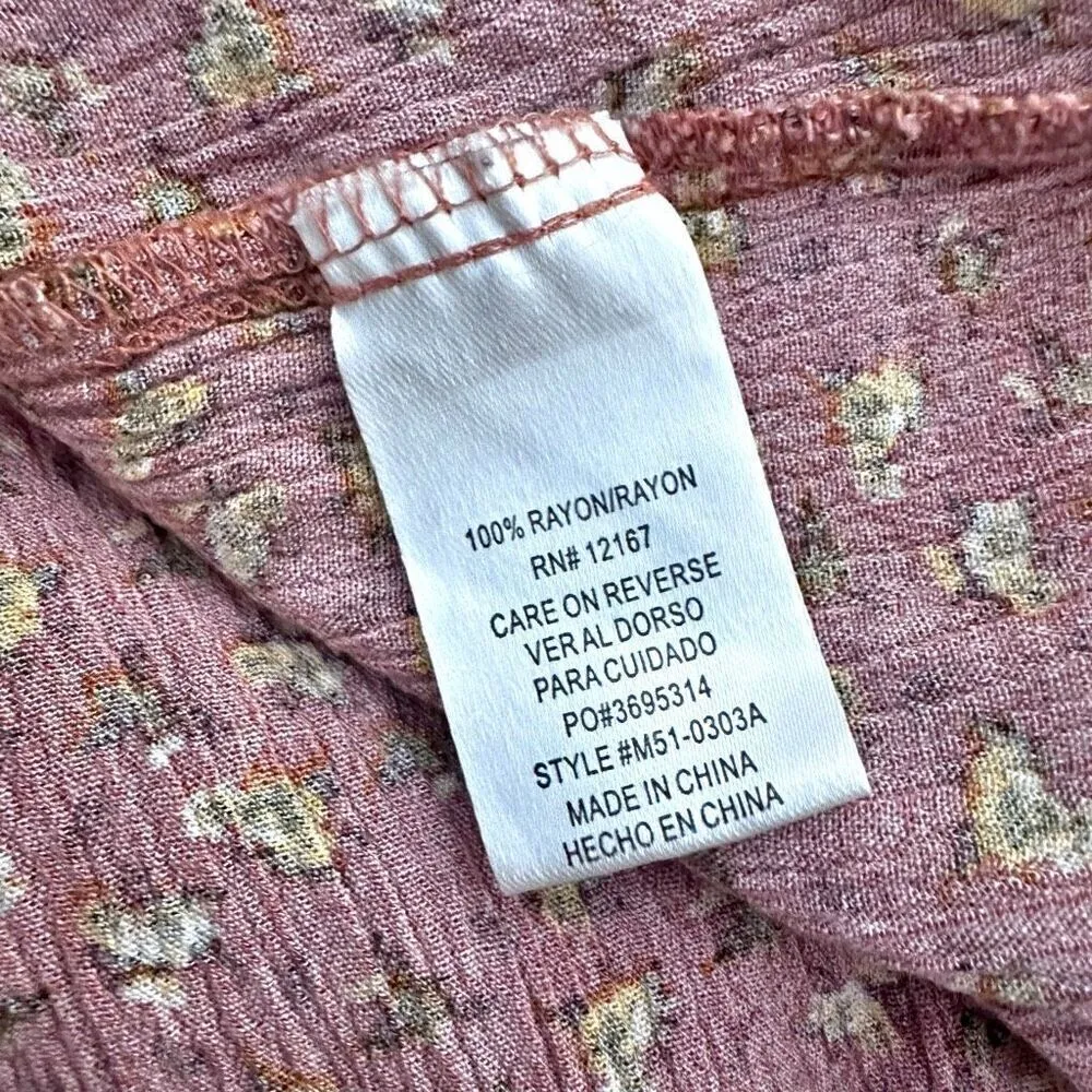 INDIGO POPPY x ANTHROPOLOGIE | Terra Cotta Floral Boho Blouse Wide Slv. | Large - Image 6