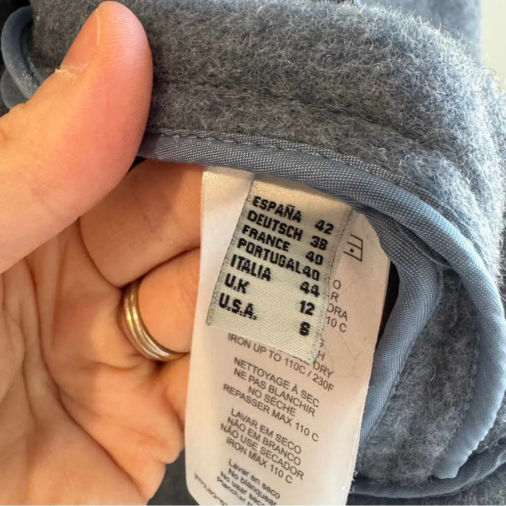 Javier Simorra Wool Blend Slate Blue Boxy Cropped Jacket Size 8 - Image 6