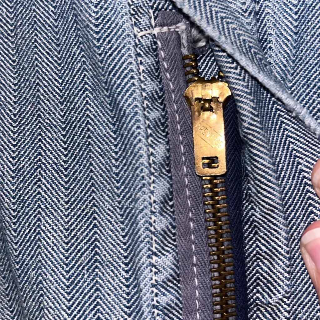 Vintage Denim coveralls vintage striped denim overalls, herringbone denim chore Blue Size XL - Image 12