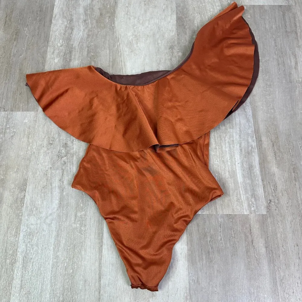 Cosita Linda One Shoulder Ruffle One Piece Swimsuit Size Small - Image 5