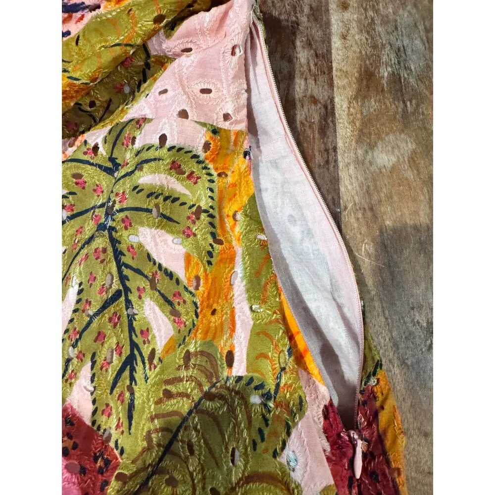 KOURT Robbie Eyelet Cotton Mini Dress in Tropical Print Sz. Large - Image 9