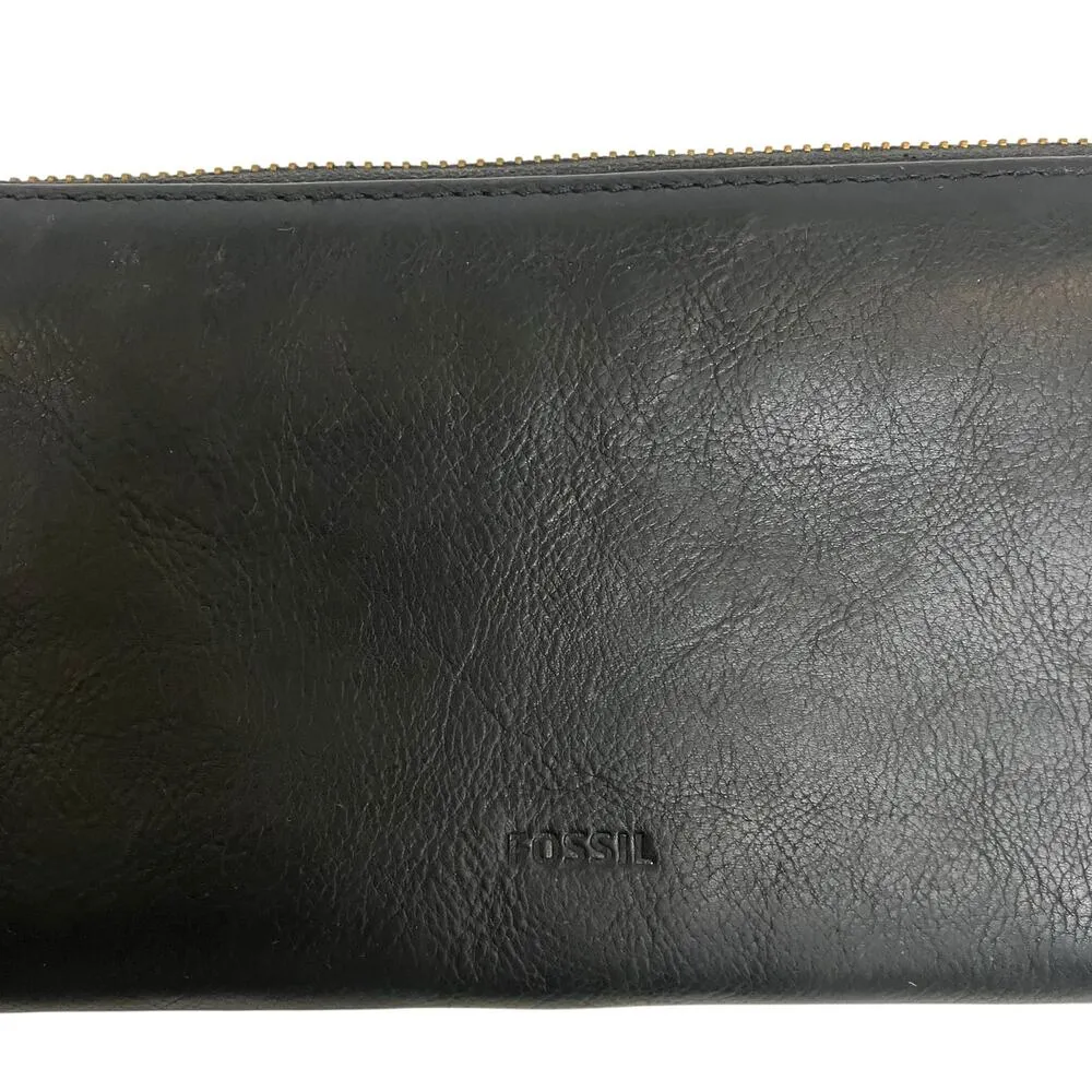Fossil Black Leather Full Zip Wallet - Image 2