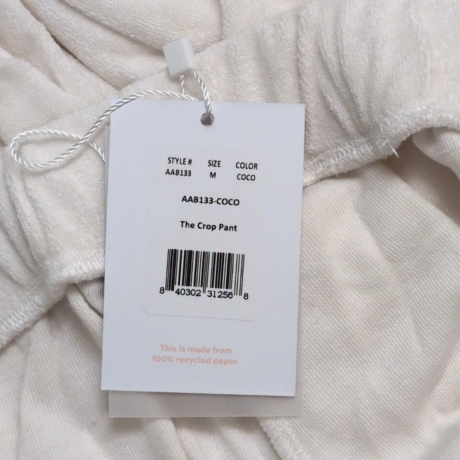 NWT Andie Crop Pant Coconut (White) Drawstring Elastic Waist Lounge M - Image 11