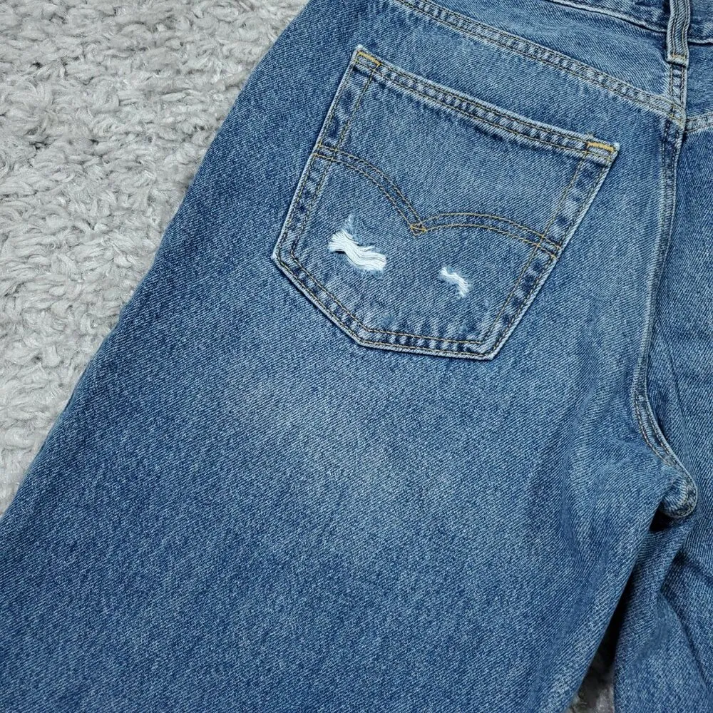 READ Levi's 94 Baggy Y2K Loose Straight Leg Ripped Blue Jeans Women's Size 28x33 - Image 8