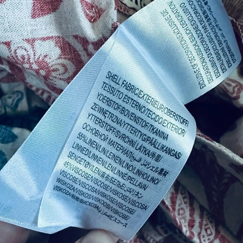 NWT Farm Rio Mixed Pineapple Garden Linen Blend Red & Blue Tie Waist Mini Dress - Image 10