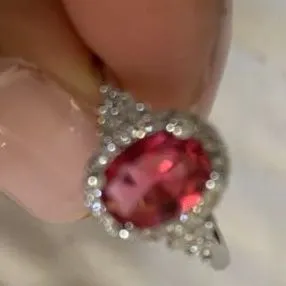 Australian Crystal Oval Stone Ring Dipped In White Gold... Pink - Image 2