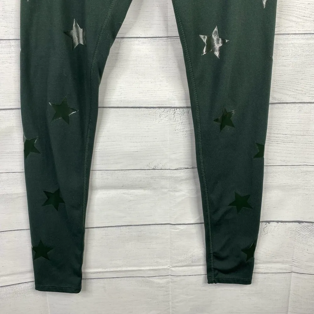 Jessica Simpson Womens The Warmup Green Star Ankle Leggings size Small - Image 4