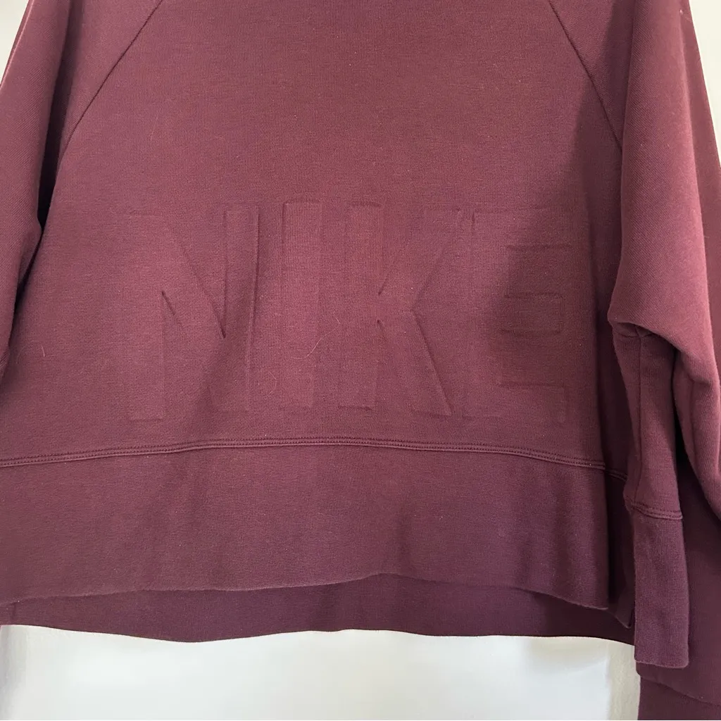 Nike Versa Burgundy Dri Fit Cropped Oversized Sweater S - Image 3