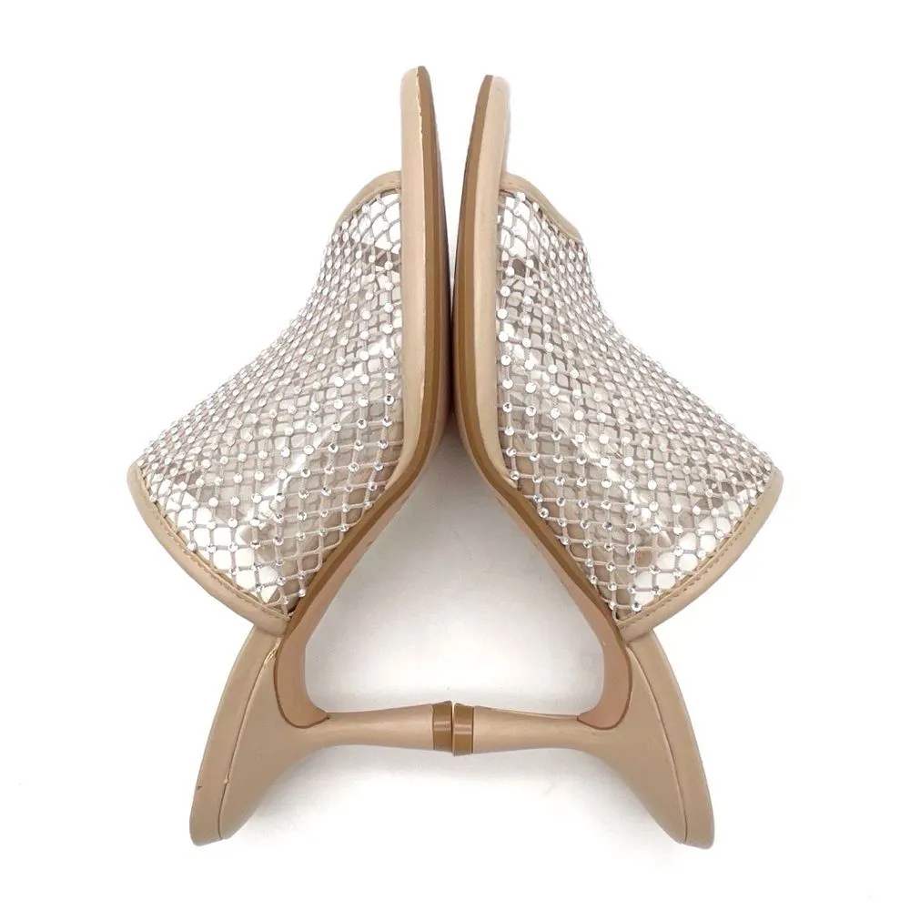 Ted Baker Celya Crystal Mesh Heeled Mules Sandals Nude Tan Size EU 39 US 8.5 - Image 8