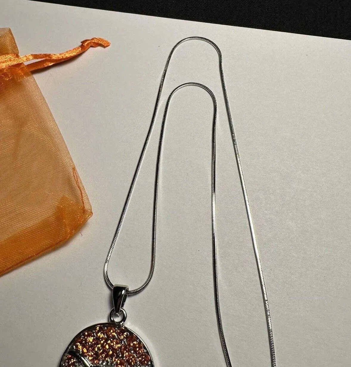 Rhinestone Texas Longhorn Round Pendant Silver Tone Chain Necklace NWOT - Image 10