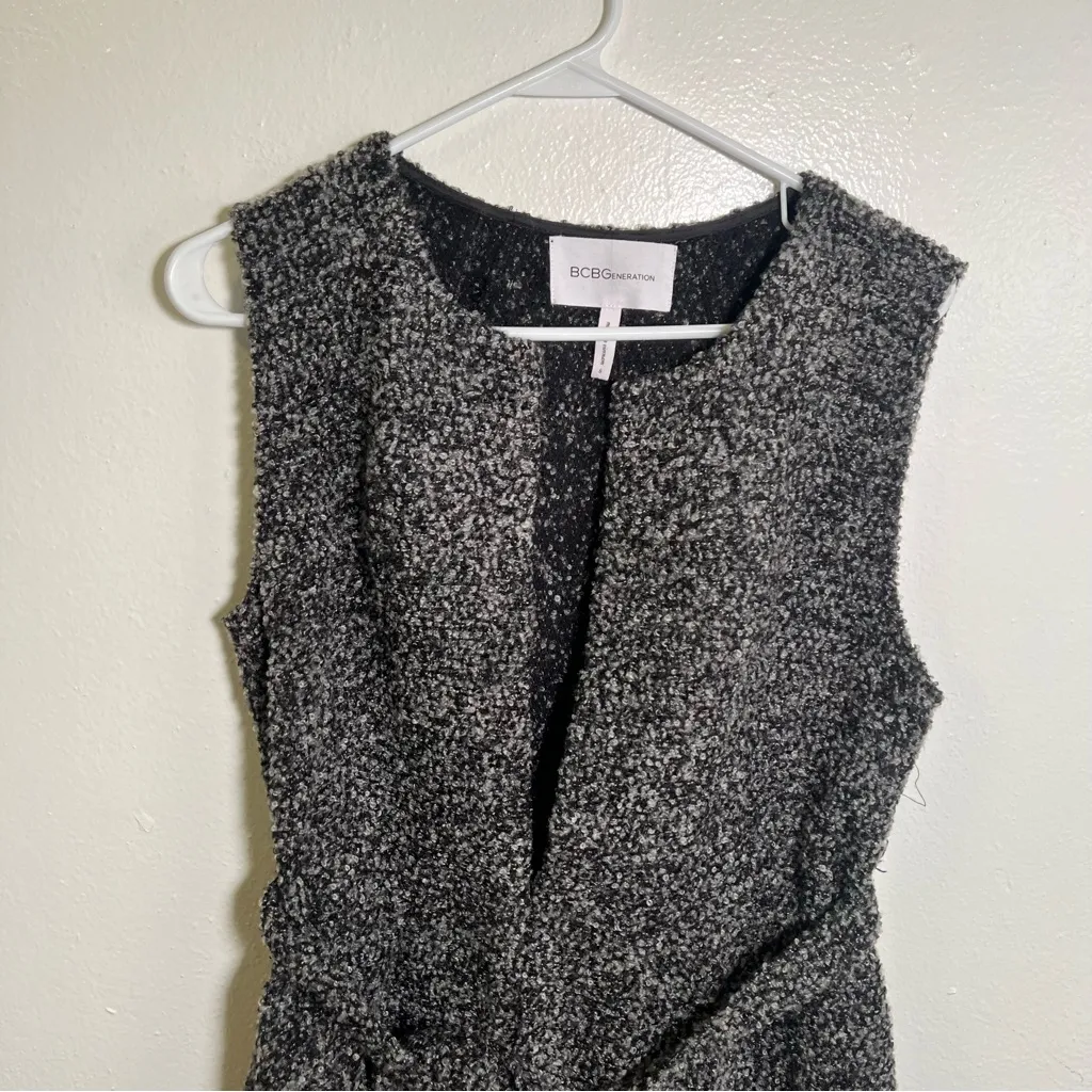 BCBGeneration Sleeveless Boucle Cardigan Sweater Coat Gray S - Image 4